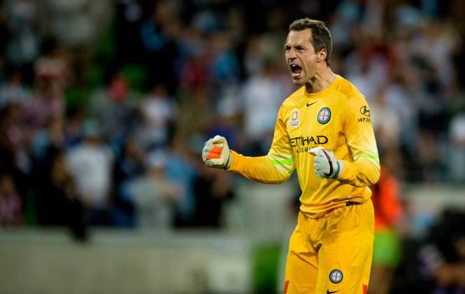 April 17, 2016 - Melbourne, Victoria, Australia - Thomas Sorensen ( 1) of Melbourne City reacts after the final whistle is blown during the 2nd elimination final match between Melbourne City and Perth Glory at AAMI Park in Melbourne, Australia during the 2015 2016 Australian A-League soccer season. Copyright: xTheoxKaranikosx