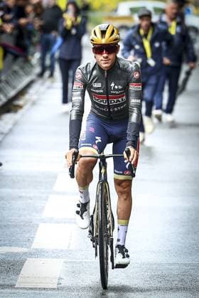 Belgian Remco Evenepoel of Soudal Quick-Step pictured at the start of the third stage of the 2025 Tour de France cycling, from Valenciennes to Dunkerque (178 km) on Monday 07 July 2025 in France. The 112th edition of the Tour de France starts on Saturday 5 July in Lille, France, and will finish in Paris, France on the 27th of July. DAVIDxPINTENS  x128590480x