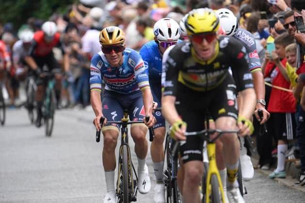 Tour de France 2025 Stage 2 BOULOGNE-SUR-MER, FRANCE - JULY 06 : Evenepoel Remco (BEL) of Soudal Quick-Step during stage 2 of the 112th edition of Tour de France an UCI World Tour 2.UWT cycling road race stage for Men Elite of 212 km with start in Lauwin-Planque and finish in Boulogne-sur-Mer on July 6, 2025 in Boulogne-sur-Mer, France, 06 07 2025 ( Motordriver Kenny Verfaillie - Boulogne-sur-Mer France  Copyright: xBernardxPaponx