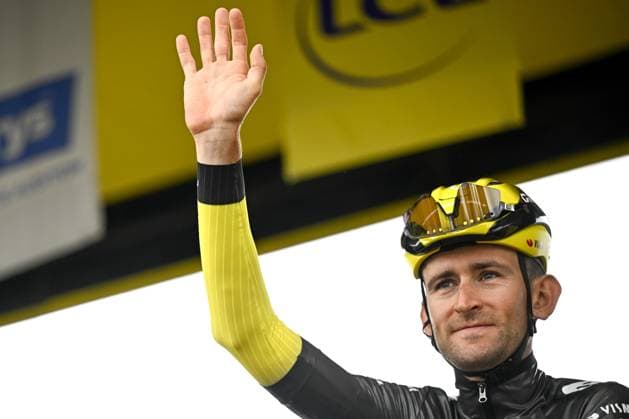 Belgian Tiesj Benoot of Team Visma-Lease a Bike pictured at the start of the third stage of the 2025 Tour de France cycling, from Valenciennes to Dunkerque (178 km) on Monday 07 July 2025 in France. The 112th edition of the Tour de France starts on Saturday 5 July in Lille, France, and will finish in Paris, France on the 27th of July. JASPERxJACOBS  x128595174x