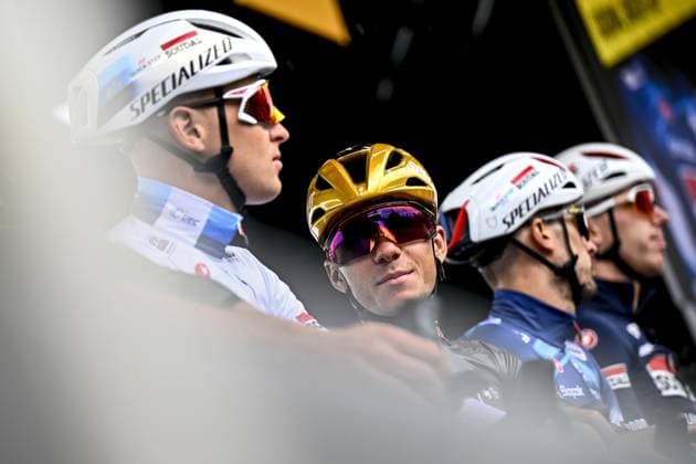 Belgian Remco Evenepoel of Soudal Quick-Step pictured at the start of the third stage of the 2025 Tour de France cycling, from Valenciennes to Dunkerque (178 km) on Monday 07 July 2025 in France. The 112th edition of the Tour de France starts on Saturday 5 July in Lille, France, and will finish in Paris, France on the 27th of July. JASPERxJACOBS  x128595829x