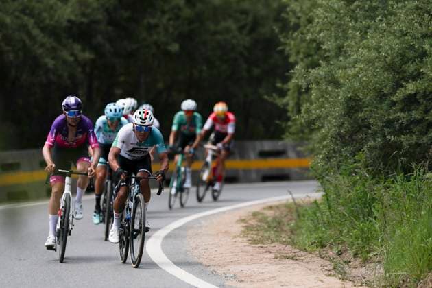 (250707) -- XINING, July 7, 2025 -- Cyclists compete during Stage 2 of the Tour of Magnificent Qinghai International Road cycling, Rad, Radsport, Strasse Race from Duoba to Huzhu, northwest China s Qinghai Province, July 7, 2025. ) (SP)CHINA-QINGHAI-CYCLING-TOUR OF MAGNIFICENT QINGHAI-STAGE 2 (CN) ZhangxLong 