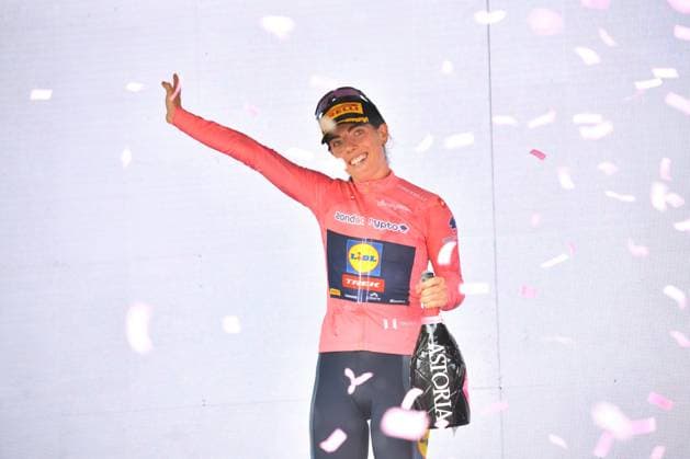 CICLISMO - Giro d Italia - Giro d Italia Women - Stage 2 - Clusone Aprica HENDERSON Anna (LIDL - TREK) leader of the maglia rosa during Giro d Italia Women - Stage 2 - Clusone Aprica, Giro d Italia race in Aprica, Italy, July 07 2025 Aprica Italy  Copyright: xIPAxSport ABACAx