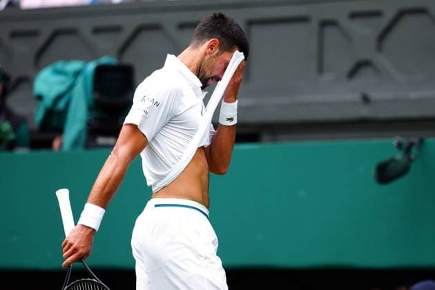 Novak Djokovic dejected during his fourth round match Wimbledon Tennis Championships, Day 8, The All England Lawn Tennis and Croquet Club, London, UK - 07 Jul 2025London The All England Lawn Tennis and United Kingdom  Copyright: xJavierxGarcia Shutterstockx 15387972g