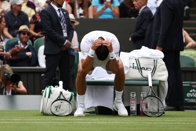 Novak Djokovic during his Round of 16 match Wimbledon Tennis Championships, Day 8, The All England Lawn Tennis and Croquet Club, London, UK - 07 Jul 2025London The All England Lawn Tennis and United Kingdom  Copyright: xEllaxLing Shutterstockx 15387974j
