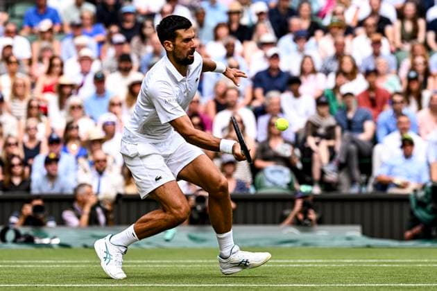 Novak Djokovic during his Wimbledon 2025 Men?s Singles Round of 16 tennis match against Alex de Minaur at the All England Tennis Club in London, England (Richard Callis SPP) Copyright: xRichardxCallis SPPx spp-en-RiCa-SPP25_rica_07jul25_21450