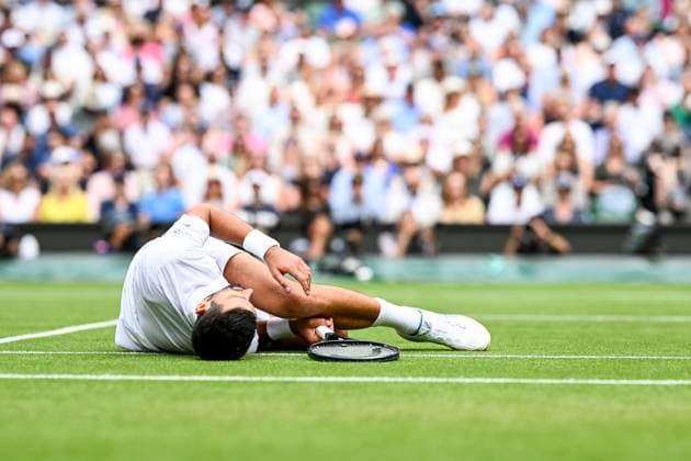 Novak Djokovic during his Wimbledon 2025 Men?s Singles Round of 16 tennis match against Alex de Minaur at the All England Tennis Club in London, England (Richard Callis SPP) Copyright: xRichardxCallis SPPx spp-en-RiCa-SPP25_rica_07jul25_21449
