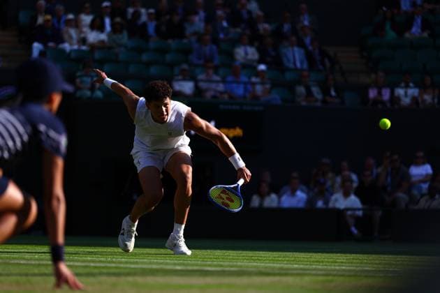 Ben Shelton during his fourth round match Wimbledon Tennis Championships, Day 8, The All England Lawn Tennis and Croquet Club, London, UK - 07 Jul 2025London The All England Lawn Tennis and United Kingdom  Copyright: xJamesxMarsh Shutterstockx 15387973fh