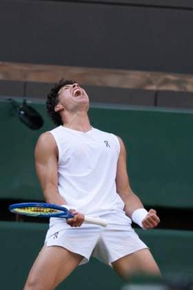 Ben Shelton during his Wimbledon 2025 Men?s Singles Round of 16 tennis match against Lorenzo Sonego at the All England Tennis Club in London, England (Richard Callis SPP) Copyright: xRichardxCallis SPPx spp-en-RiCa-SPP25_rica_07jul25_21829