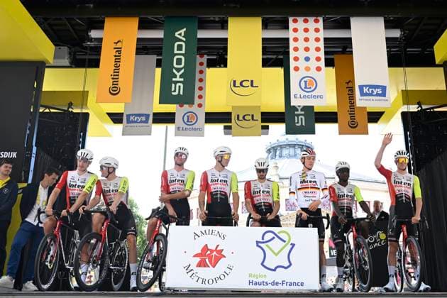 Tour de France 2025 Stage 4 ROUEN, FRANCE - JULY 08 : team Intermarche - Wanty during stage 4 of the 112th edition of Tour de France an UCI World Tour 2.UWT cycling road race stage for Men Elite of 173 km with start in Amiens Metropole and finish in Rouen on July 8, 2025 in Rouen, France, 08 07 2025 ( Motordriver Kenny Verfaillie - Rouen France  Copyright: xJanxDexMeuleneirx