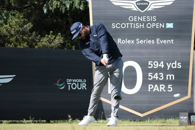 UK: The Genesis Scottish Open at The Renaissance Club, North Berwick, Scotland on 08 July 2025: Pictured: J J Spaun (USA) on the 10th tee during a practice round at the Genesis Scottish Open 2025 at The Renaissance Club, North Berwick, Scotland North Berwick The Renaissance Club Scotland Copyright: xAlexxToddx