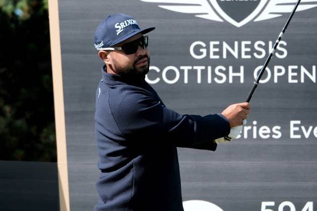 UK: The Genesis Scottish Open at The Renaissance Club, North Berwick, Scotland on 08 July 2025: Pictured: J J Spaun (USA) on the 10th tee during a practice round at the Genesis Scottish Open 2025 at The Renaissance Club, North Berwick, Scotland North Berwick The Renaissance Club Scotland Copyright: xAlexxToddx