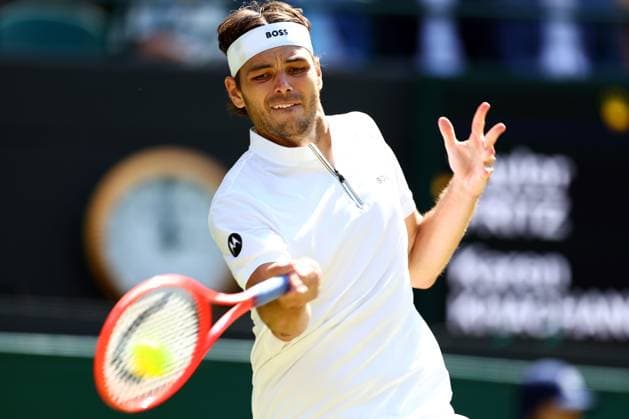 Taylor Fritz during his quarter final match Wimbledon Tennis Championships, Day 9, The All England Lawn Tennis and Croquet Club, London, UK - 08 Jul 2025London The All England Lawn Tennis and United Kingdom  Copyright: xJamesxMarsh Shutterstockx 15389336ck