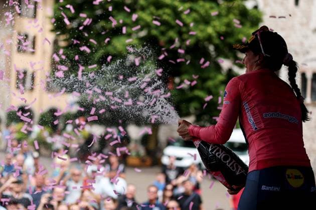 Pink Jersey Lidl - Trek™s Henderson Anna during the 3rd stage of the Giro d™Italia Women, from Vezza d™Oglio to Trento, Italy Tuesday, July 08, 2025. - cycling .  Copyright: xALESSANDROxGAROFALOx