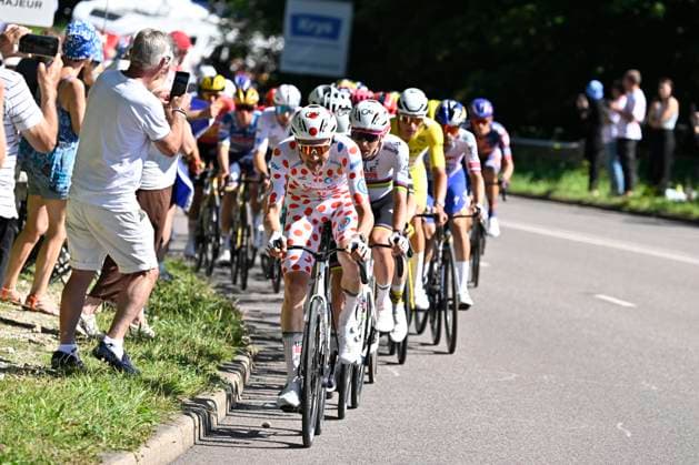 Tour de France 2025 Stage 4 ROUEN, FRANCE - JULY 08 : Wellens Tim (BEL) of UAE Team Emirates, Pogacar Tadej (SLO) of UAE Team Emirates, Van der Poel Mathieu (NED) of Alpecin - Deceuninck during stage 4 of the 112th edition of Tour de France an UCI World Tour 2.UWT cycling road race stage for Men Elite of 173 km with start in Amiens Metropole and finish in Rouen on July 8, 2025 in Rouen, France, 08 07 2025 ( Motordriver Kenny Verfaillie - Rouen France  Copyright: xJanxDexMeuleneirx