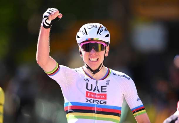 Tour de France 2025 Stage 4 ROUEN, FRANCE - JULY 08 : Pogacar Tadej (SLO) of UAE Team Emirates wins, second place for Van der Poel Mathieu (NED) of Alpecin - Deceuninck, third place for Vingegaard Jonas (DEN) of Team Visma Lease a Bike during stage 4 of the 112th edition of Tour de France an UCI World Tour 2.UWT cycling road race stage for Men Elite of 173 km with start in Amiens Metropole and finish in Rouen on July 8, 2025 in Rouen, France, 08 07 2025 ( Motordriver Kenny Verfaillie - Rouen France  Copyright: xVincentxKalutx