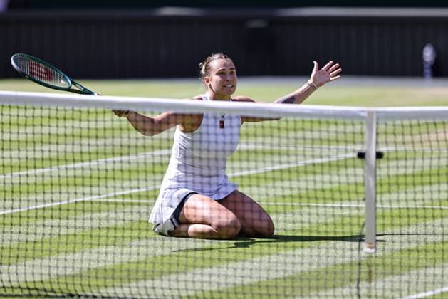 Aryna Sabalenka, BLR, during quarterfinal (match against Siegemund, GER) of 2025 All England Lawn Tennis Championships at Wimbledon, womens singles, London, 08 07 2025; -
