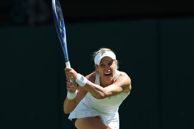 July 8, 2025, London, UK: LAURA SIEGEMUND of Germany during the match against A. Sabalenka in quarterfinal of Championships 2025 at Wimbledon AELTC in London. Siegemund lost 6:4, 2:6, 4:6 London England - ZUMAc278 20250708_zsp_c278_040 Copyright: xMarcinxCholewinskix