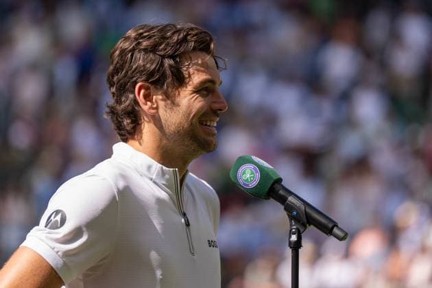 2025-07-08 The Championships Wimbledon 2025 LONDON, UNITED KINGDOM - JULY 8: Taylor Fritz of United States of America during Day Nine of The Championships Wimbledon 2025 at All England Lawn Tennis and Croquet Club on July 8, 2025 in London, United Kingdom. (Photo by Marleen Fouchier BSR Agency) London United Kingdom Content not available for redistribution in The Netherlands directly or indirectly through any third parties. Copyright: xBSRxAgencyx
