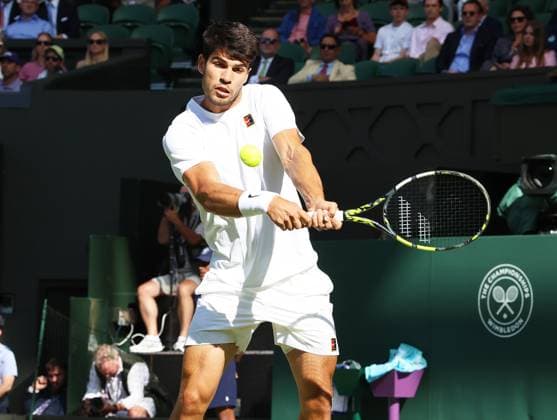 TENNIS - Wimbledon 2025 LONDON,ENGLAND,08.JUL.25 - TENNIS - ATP, Tennis Herren World Tour, Wimbledon, Grand Slam. Image shows Carlos Alcaraz (ESP).  GEPAxpictures xAlanxGrieves