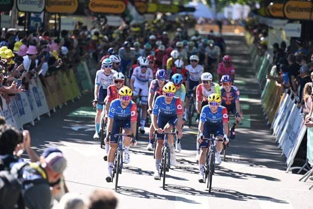 08-07-2025 Tour De France; Tappa 04 Amiens - Rouen; 2025, Groupama - Fdj; Russo, Clement; Barthe, Cyril; Penhoet, Paul; Rouen; 