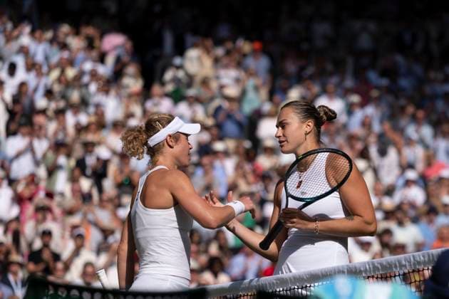 Aryna Sabalenka and Laura Siegemund after their Wimbledon 2025 Women™s Singles Quarter Final match against at the All England Tennis Club in London, England (Richard Callis Sports Press Photo SPP)  Copyright: xRichardxCallis SportsxPressxPhotox xSPPx spp-en-RiCaPrPh-SPP25_RiCa_08072025-1360657