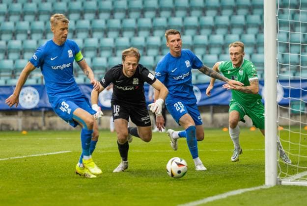 08.07.2025, Tallinn. UEFA Champions League first qualifying round. FCI Levadia VS RFS 0:1. Photo Madis Veltman, Postimees Tallinn Harjumaa Estonia 1MV08JUL25A24  Copyright: xMadisxVeltmanx 43 Å½iga LipuÅ¡cek, 25 Petr MareÅ¡, 16 Jevgenijs Nerugals