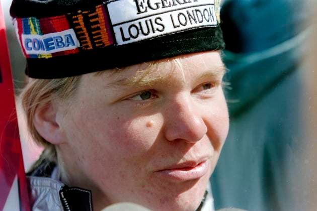 960222 Alpint, VM, Storslalom, Damer: Katja Seizinger, Tyskland. *** 960222 Alpine Skiing, World Championships, Giant Slalom, Women Katja Seizinger, Germany  Copyright: BILDBYRAN BB960222BB056