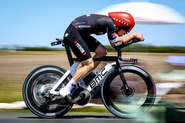 Italian Alberto Dainese of Tudor Pro Cycling Team pictured in action during stage five of the 2025 Tour de France cycling, a 33km time trial in Caen, France on Wednesday 09 July 2025. The 112th edition of the Tour de France starts on Saturday 5 July in Lille, France, and will finish in Paris, France on the 27th of July. DAVIDxPINTENS  x128759055x