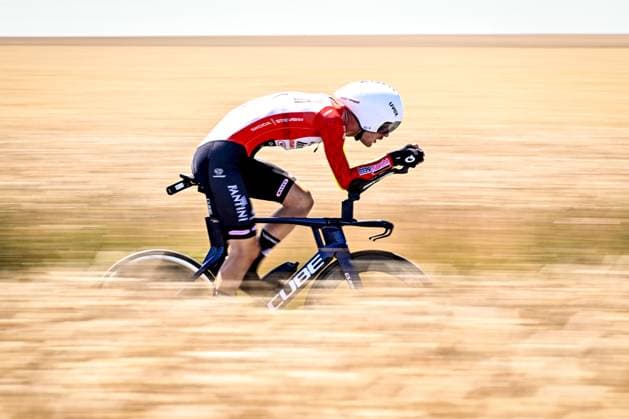 German Jonas Rutsch of Intermarche-Wanty pictured in action during stage five of the 2025 Tour de France cycling, a 33km time trial in Caen, France on Wednesday 09 July 2025. The 112th edition of the Tour de France starts on Saturday 5 July in Lille, France, and will finish in Paris, France on the 27th of July. JASPERxJACOBS  x128759961x