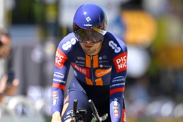 Tour de France 2025 Stage 5 CAEN, FRANCE - JULY 09 : Markl Niklas (GER) of Team Picnic PostNL during stage 5 of the 112th edition of Tour de France an UCI World Tour 2.UWT Individual Time Trial stage for Men Elite of 33 km with start in Caen and finish in Caen on July 9, 2025 in Caen, France, 09 07 2025 ( Motordriver Kenny Verfaillie - Caen France  Copyright: xJanxDexMeuleneirx