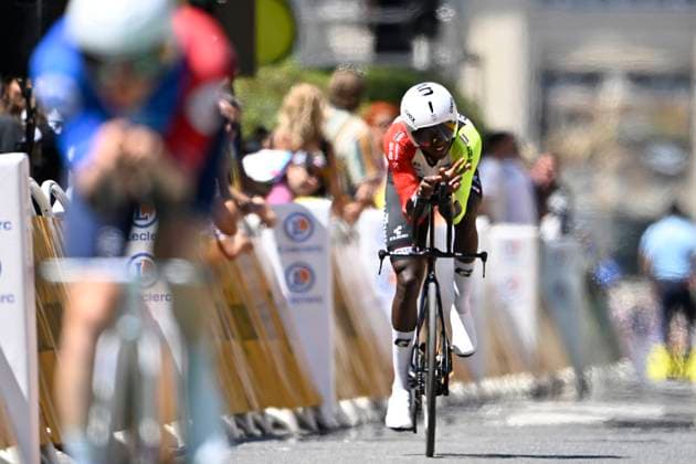 Tour de France 2025 Stage 5 CAEN, FRANCE - JULY 09 : Girmay Biniam (ERI) of Intermarche - Wanty during stage 5 of the 112th edition of Tour de France an UCI World Tour 2.UWT Individual Time Trial stage for Men Elite of 33 km with start in Caen and finish in Caen on July 9, 2025 in Caen, France, 09 07 2025 ( Motordriver Kenny Verfaillie - Caen France  Copyright: xJanxDexMeuleneirx