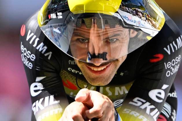 Tour de France 2025 Stage 5 CAEN, FRANCE - JULY 09 : Campenaerts Victor (BEL) of Team Visma Lease a Bike during stage 5 of the 112th edition of Tour de France an UCI World Tour 2.UWT Individual Time Trial stage for Men Elite of 33 km with start in Caen and finish in Caen on July 9, 2025 in Caen, France, 09 07 2025 ( Motordriver Kenny Verfaillie - Caen France  Copyright: xJanxDexMeuleneirx