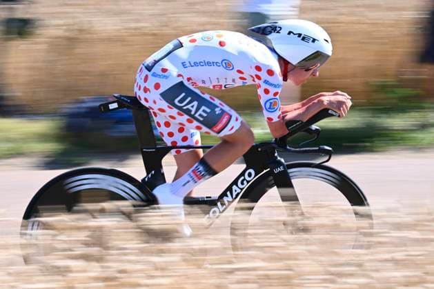 Tour de France 2025 Stage 5 CAEN, FRANCE - JULY 09 : Pogacar Tadej (SLO) of UAE Team Emirates during stage 5 of the 112th edition of Tour de France an UCI World Tour 2.UWT Individual Time Trial stage for Men Elite of 33 km with start in Caen and finish in Caen on July 9, 2025 in Caen, France, 09 07 2025 ( Motordriver Kenny Verfaillie - Caen France  Copyright: xVincentxKalutx