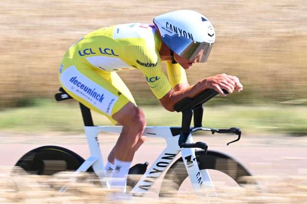 Tour de France 2025 Stage 5 CAEN, FRANCE - JULY 09 : Van der Poel Mathieu (NED) of Alpecin - Deceuninck during stage 5 of the 112th edition of Tour de France an UCI World Tour 2.UWT Individual Time Trial stage for Men Elite of 33 km with start in Caen and finish in Caen on July 9, 2025 in Caen, France, 09 07 2025 ( Motordriver Kenny Verfaillie - Caen France  Copyright: xVincentxKalutx