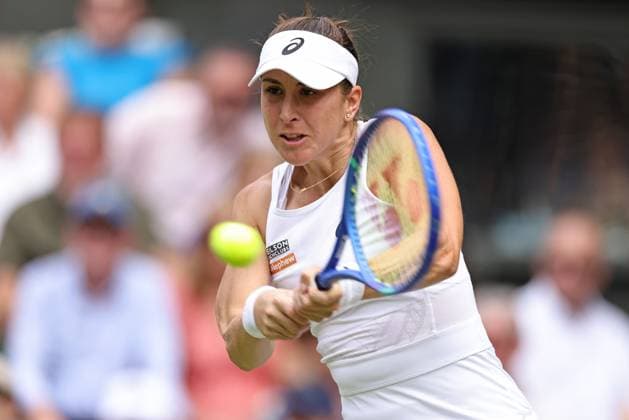 Belinda Bencic, SUI, during quarterfinal of 2025 All England Lawn Tennis Championships at Wimbledon, womens singles, London, 09 07 2025; -