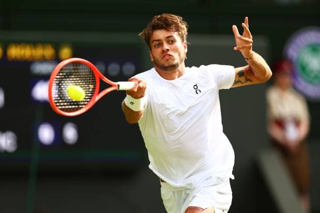 Flavio Cobolli during his Quarter Final match Wimbledon Tennis Championships, Day 10, The All England Lawn Tennis and Croquet Club, London, UK - 09 Jul 2025London The All England Lawn Tennis and United Kingdom  Copyright: xJamesxMarsh Shutterstockx 15389394dy
