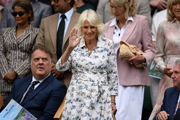 Day Ten: The Championships - Wimbledon 2025 LONDON, ENGLAND - JULY 09: Queen Camilla arrives in the royal box on day ten of The Championships Wimbledon 2025 at All England Lawn Tennis and Croquet Club on July 09, 2025 in London, England. (Photo by Visionhaus via ) London All England Lawn Tennis and Croq England United Kingdom Copyright: xVisionhausx 776301262