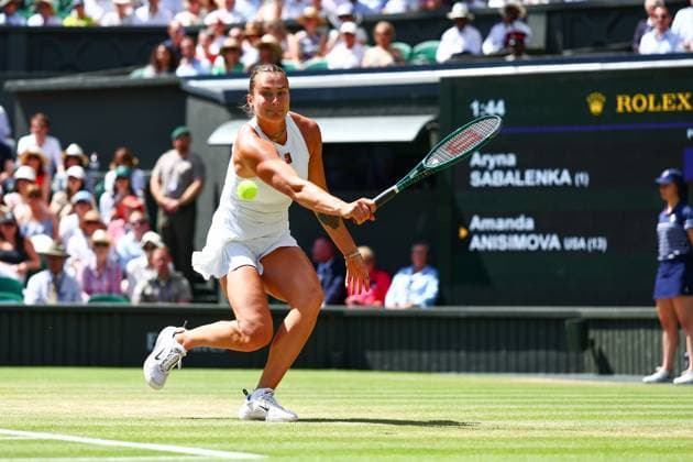 Aryna Sabalenka during her semi final match Wimbledon Tennis Championships, Day 11, The All England Lawn Tennis and Croquet Club, London, UK - 10 Jul 2025London The All England Lawn Tennis and United Kingdom  Copyright: xJamesxMarsh Shutterstockx 15390590an