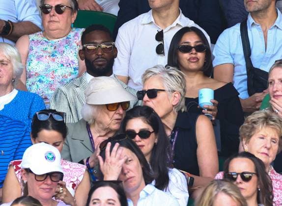 Tinie Tempah and wife Eve Okogwu watching the action on Centre Court Wimbledon Tennis Championships, Day 11, The All England Lawn Tennis and Croquet Club, London, UK - 10 Jul 2025London The All England Lawn Tennis and United Kingdom  Copyright: xJamesxMarsh Shutterstockx 15390590ay