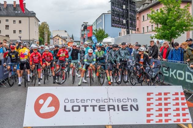 CYCLING - Tour of Austria 2025 BISCHOFSHOFEN,AUSTRIA,10.JUL.25 - CYCLING - Tour of Austria, stage 2, Bischofshofen - Sankt Johann Alpendorf. Image shows the teams at the start.  GEPAxpictures xWolfgangxKofler