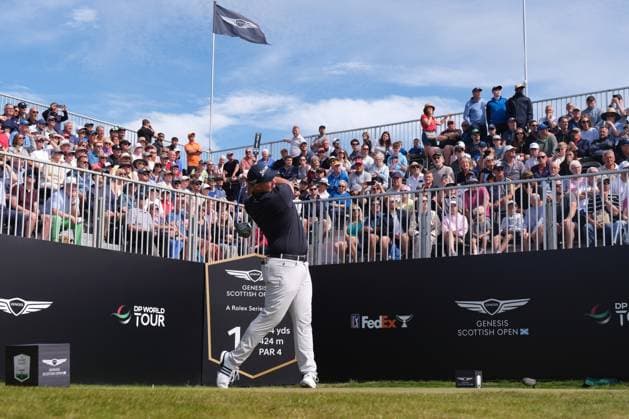 UK: The Genesis Scottish Open at The Renaissance Club, North Berwick, Scotland on 10 July 2025: Pictured: Sepp Straka (Austria) on the 1st tee during the first round of the Genesis Scottish Open 2025 at The Renaissance Club, North Berwick, Scotland North Berwick The Renaissance Club Scotland Copyright: xAlexxToddx
