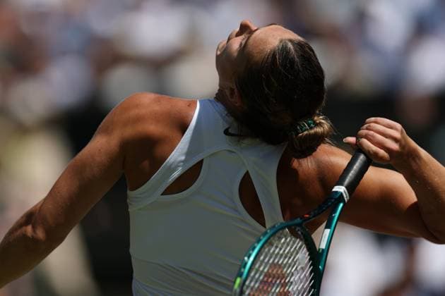 July 10, 2025, London, Celestynow, United Kingdom: ARYNA SABALENKA during the semifinals against A. Anisimova of USA Championships 2025 at Wimbledon AELTC in London. London United Kingdom - ZUMAc278 20250710_zsp_c278_010 Copyright: xMarcinxCholewinskix