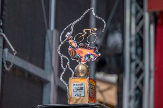 CYCLING - Tour of Austria 2025 SANKT JOHANN,AUSTRIA,10.JUL.25 - CYCLING - Tour of Austria, stage 2, Bischofshofen - Sankt Johann Alpendorf. Image shows the winner s trophy of the Tour of Austria.  GEPAxpictures xWolfgangxKofler