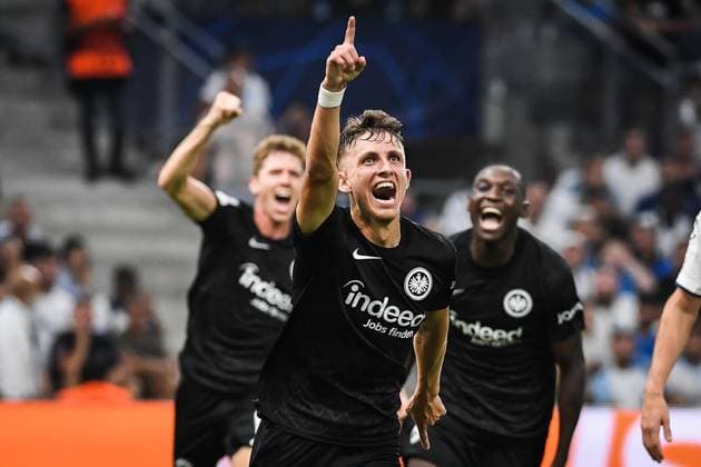 September 13, 2022, Marseille, France: JESPER LINDSTROM of Eintracht Frankfurt celebrates his goal during the UEFA Champions League group D match between Olympique de Marseille (OM) and Eintracht Frankfurt at Orange Velodrome Stadium. Copyright: xMatthieuxMirvillex