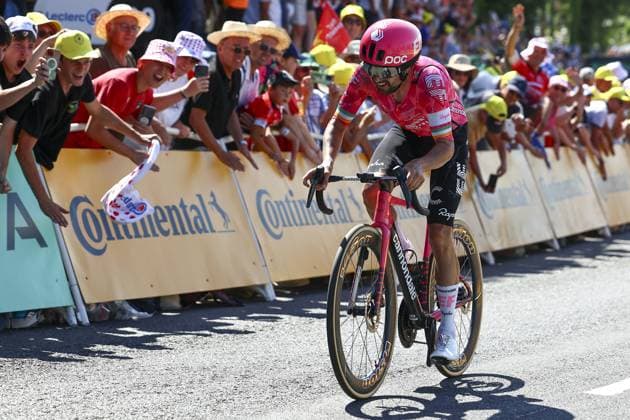 Irish Ben Healy of EF Education-EasyPost pictured in action during stage six of the 2025 Tour de France cycling, from Bayeux to Vire Normandie (201 km), on Thursday 10 July 2025 in France. The 112th edition of the Tour de France starts on Saturday 5 July in Lille, France, and will finish in Paris, France on the 27th of July. DAVIDxPINTENS  x128852654x