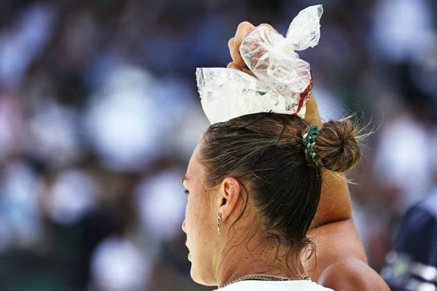 Aryna Sabalenka, BLR, during semifinal of 2025 All England Lawn Tennis Championships at Wimbledon, womens singles, London, 10 07 2025; -
