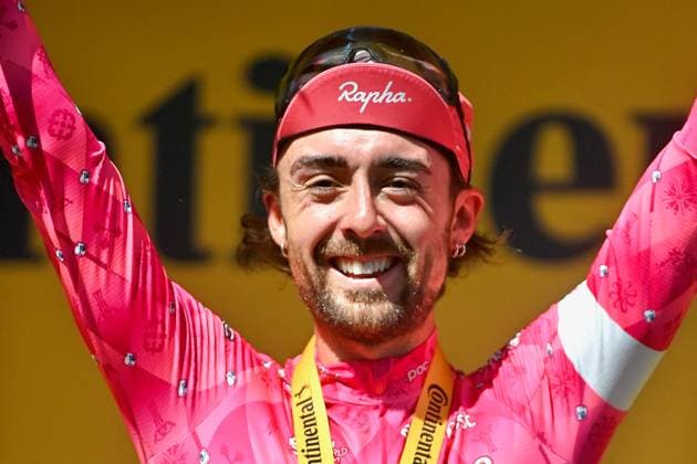 Tour de France - Stage 6 Ben Healy of Ireland and Team EF Education - EasyPost celebrates at finish line as stage winner during the 112th Tour de France, Stage 6 a 201.5km stage from Bayeux to Vire Normandie UCIWT on July 10, 2025 in Vire Normandie, France. Photo by Franck Castel ABACAPRESS.COM vire France  Copyright: xCastelxFranck ABACAx