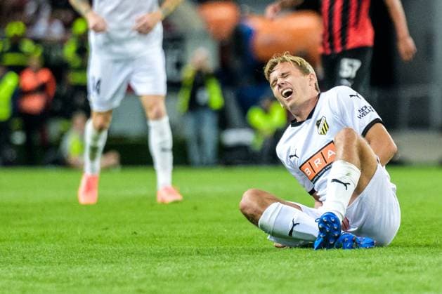 250710 Pontus Dahbo of Häcken during the UEFA Europa League qualifier football match between Spartak Trnava and Häcken on July 10, 2025 in Trnava. Photo: Mathilda Schuler BILDBYRAN kod MA MA0843 fotboll football soccer fotball uefa europa league europa league spartak trnava häcken bbeng Copyright: MATHILDAxSCHULER BB250710MA093