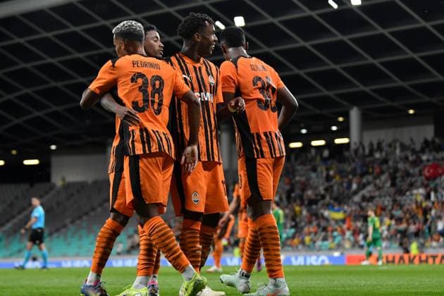 Ljubljana, Slovenia, July 10th 2025: Team Shakhtar celebrate score during the UEFA Europa League, First qualifying round, 1st leg, match between Shakhtar Donetsk (Ukraine) and Ilves Tampere (Finland) at Stadium Stozice, Ljubljana, Slovenia. (Natasa Kupljenik SPP) Copyright: xNatasaxKupljenikx xSPPx SPP_1006215